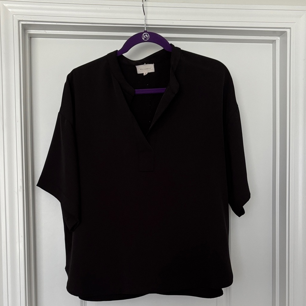 MELLODAY Black Casual V-Neck Blouse